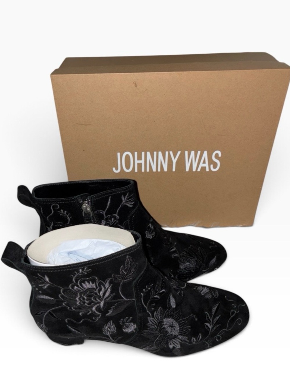 NWT Johnny Was Chiara Embroidered Suede Booties Sz 10